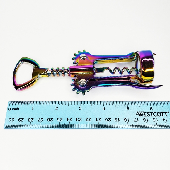 Iridescent Rainbow Dichroic Oil Slick Color Shift Wine Bottle Opener Bar Tool - Picture 7 of 11
